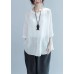 White Button Loose Casual Fall Blouses Three Quarter Sleeve