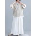 diy v neck half sleeve cotton linen clothes For Women beige blouses summer