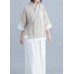 diy v neck half sleeve cotton linen clothes For Women beige blouses summer