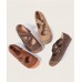 Splicing Brown Flat Feet Shoes Buckle Strap Flats